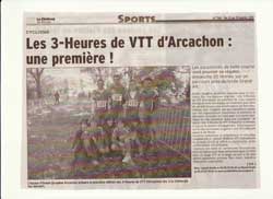 cycles et nature : magasin de vente et de reparation de velo a bordeaux, presente les 3 heures de vtt arcachon organisé par le club ocean arcachon oxygene
