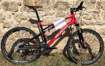cycle, cycles et nature : magasin de vente et de reparation de velo a bordeaux, Specialized EPIC Carbon comp rouge 2011 paire de roues Mavic Crosstrail